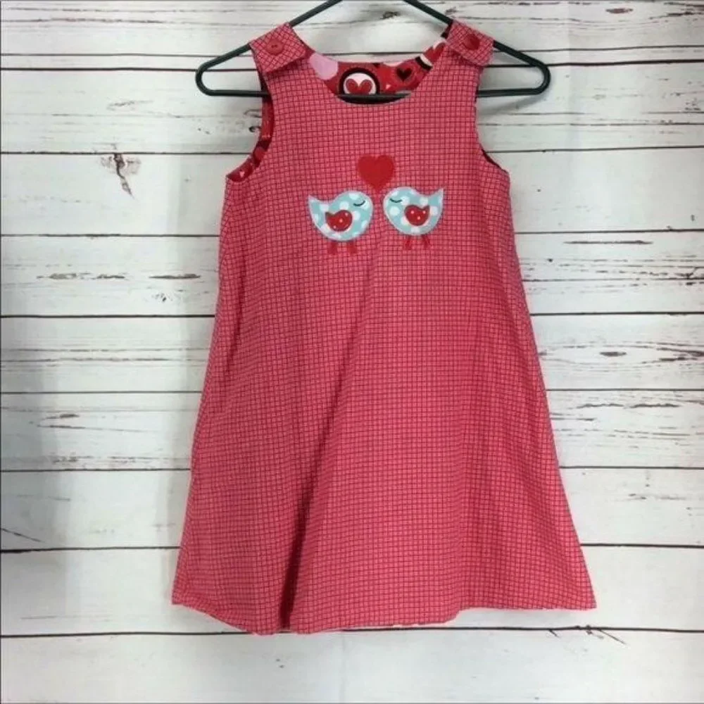 Handmade‎ Hearts Red Reversible handmade medium Girl dress